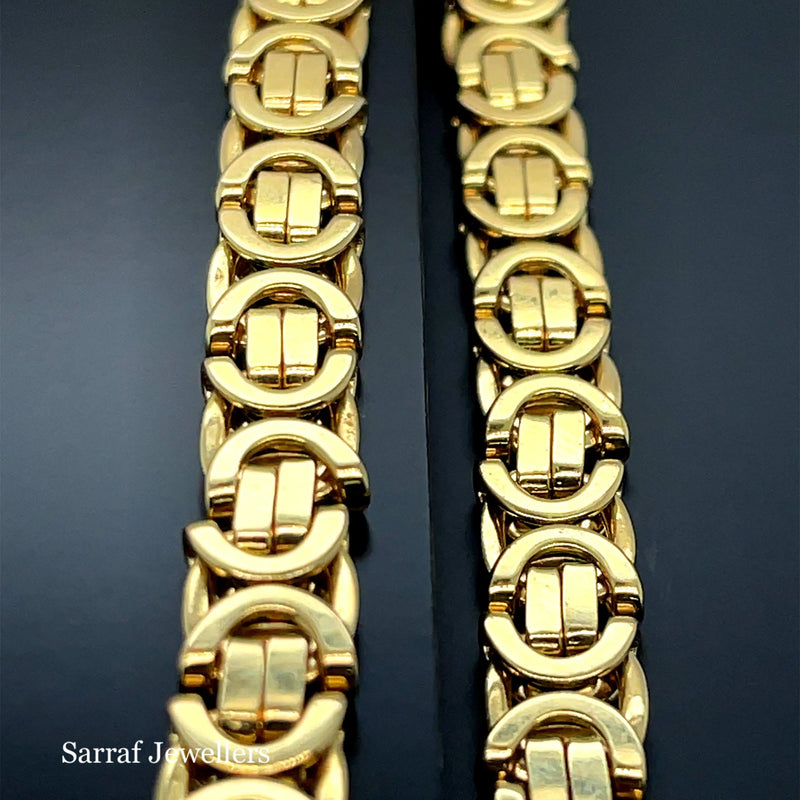 9ct Yellow Gold Flat Byzantine Bracelet | Shop Online Sarraf Jewellers UK - Sarraf Jewellers