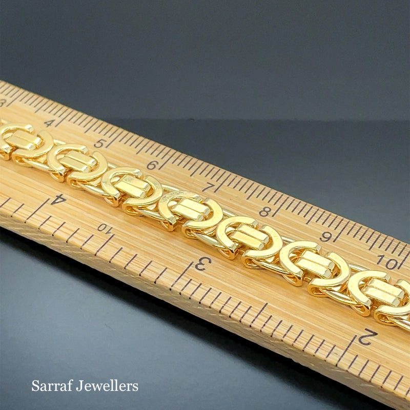 9ct Yellow Gold Flat Byzantine Bracelet | Shop Online Sarraf Jewellers UK - Sarraf Jewellers