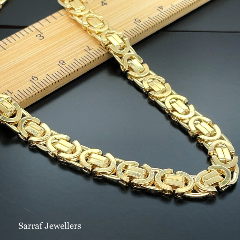 9ct Yellow Gold Flat Byzantine Bracelet | Shop Online Sarraf Jewellers UK - Sarraf Jewellers