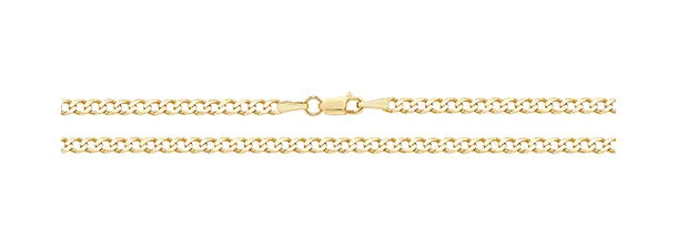 9ct Yellow Gold Flat Curb Chain - 3mm | Shop Online Sarraf Jewellers UK - Sarraf Jewellers