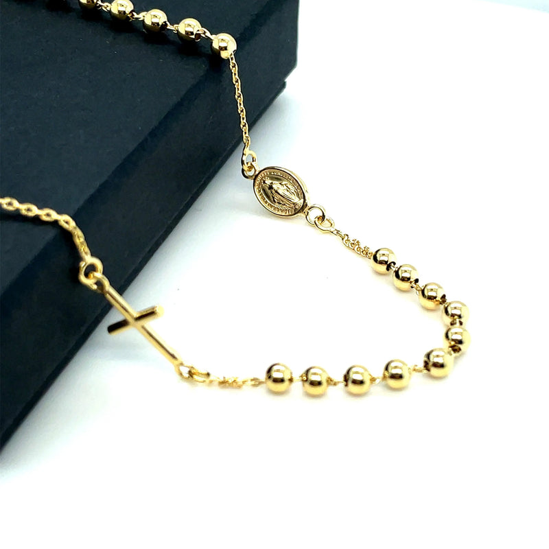 9ct Yellow Gold LADIES Rosary Necklet 16 Inches 3.9GR 375 Brand New - Sarraf Jewellers