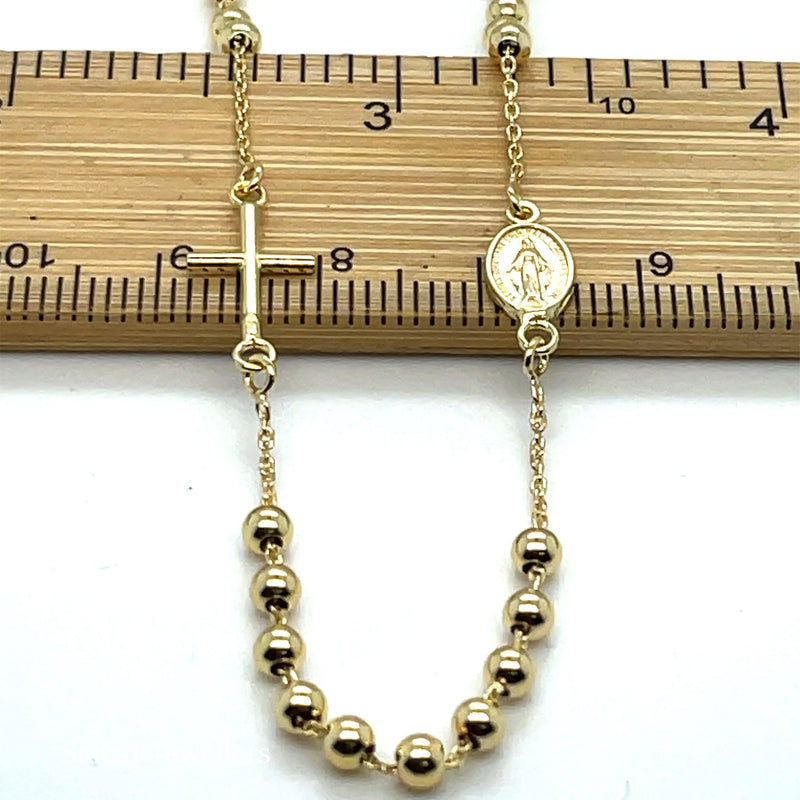 9ct Yellow Gold LADIES Rosary Necklet 16 Inches 3.9GR 375 Brand New - Sarraf Jewellers