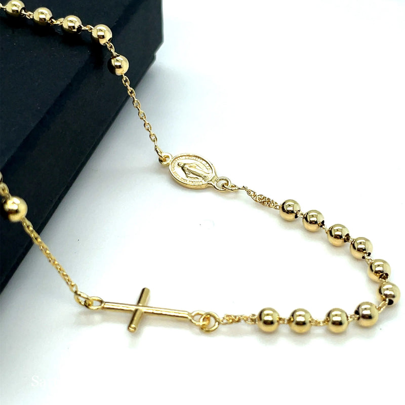 9ct Yellow Gold LADIES Rosary Necklet 16 Inches 3.9GR 375 Brand New - Sarraf Jewellers