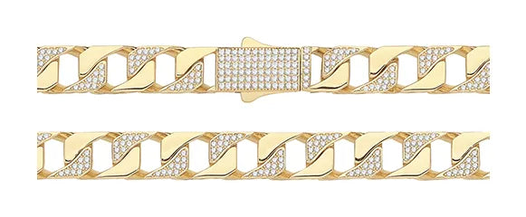 9ct Yellow Gold Open Square Cuban Chain Lab-Created CZ | Sarraf Jewellers - Sarraf Jewellers