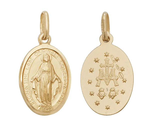 9ct Yellow Gold Oval Miraculous Madonna Pendant Plain Double Sided UK Hallmarked | Shop Online Sarraf Jewellers UK - Sarraf Jewellers