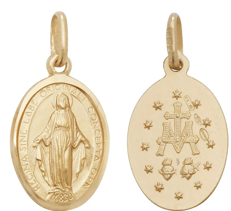 9ct Yellow Gold Oval Miraculous Madonna Pendant Plain Double Sided UK Hallmarked | Shop Online Sarraf Jewellers UK - Sarraf Jewellers