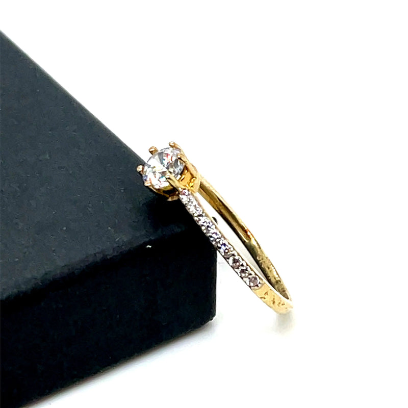 9ct Yellow Gold Ring, Ladies Gold Ring, Solitaire Engagment Ring, Wedding Band, Single Stone - Sarraf Jewellers