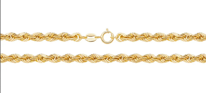 9ct Yellow Gold Rope Chain Necklace -4mm | Shop Online Sarraf Jewellers - Sarraf Jewellers