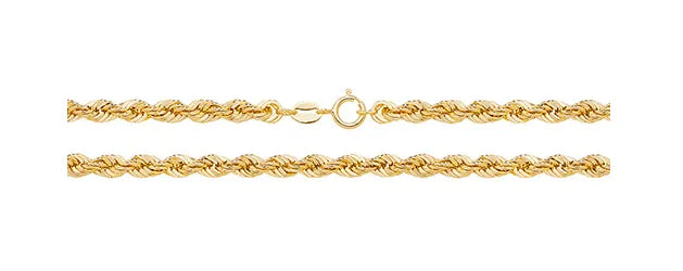 9ct Yellow Gold Rope Chain Necklace -4mm | Shop Online Sarraf Jewellers - Sarraf Jewellers