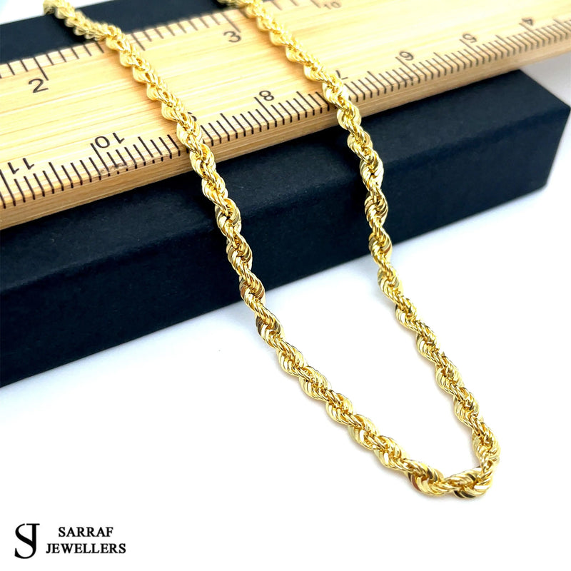 9ct Yellow Gold Rope Chain Necklace | Shop Online Sarraf Jewellers - Sarraf Jewellers