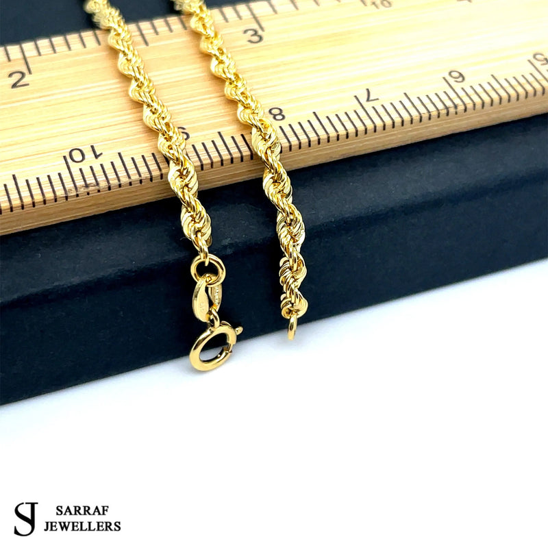 9ct Yellow Gold Rope Chain Necklace | Shop Online Sarraf Jewellers - Sarraf Jewellers