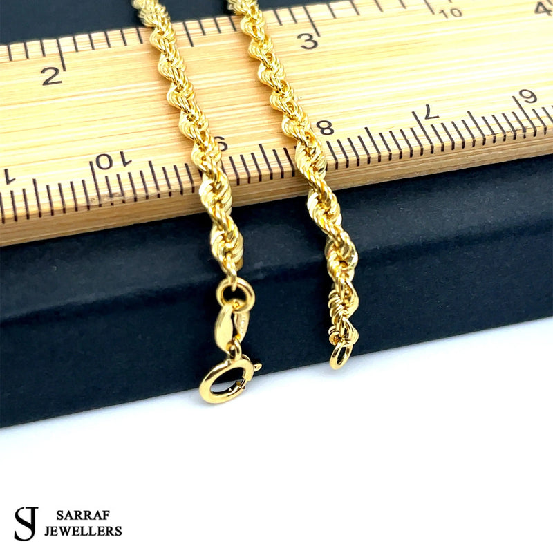 9ct Yellow Gold Rope Chain Necklace | Shop Online Sarraf Jewellers - Sarraf Jewellers