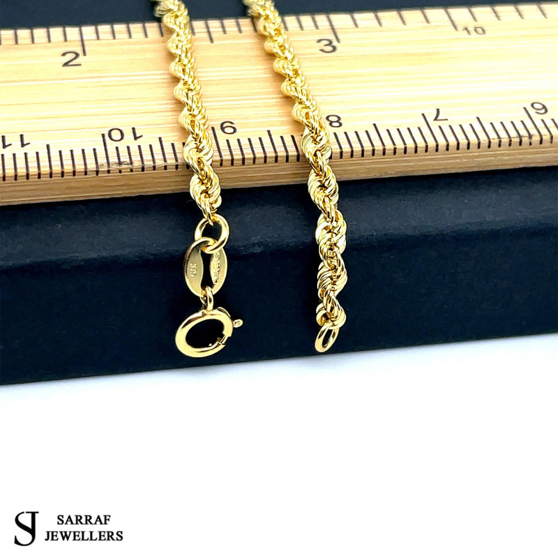 9ct Yellow Gold Rope Chain Necklace | Shop Online Sarraf Jewellers - Sarraf Jewellers