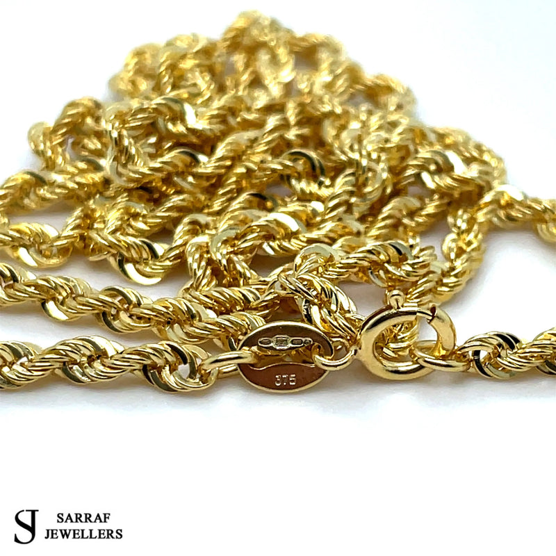 9ct Yellow Gold Rope Chain Necklace | Shop Online Sarraf Jewellers - Sarraf Jewellers