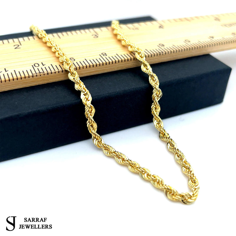 9ct Yellow Gold Rope Chain Necklace | Shop Online Sarraf Jewellers - Sarraf Jewellers