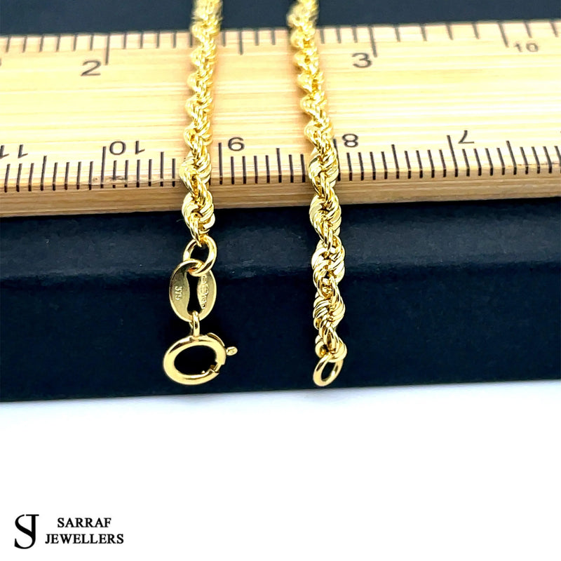 9ct Yellow Gold Rope Chain Necklace | Shop Online Sarraf Jewellers - Sarraf Jewellers