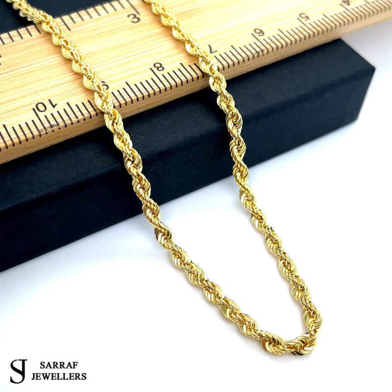 9ct Yellow Gold Rope Chain Necklace | Shop Online Sarraf Jewellers - Sarraf Jewellers