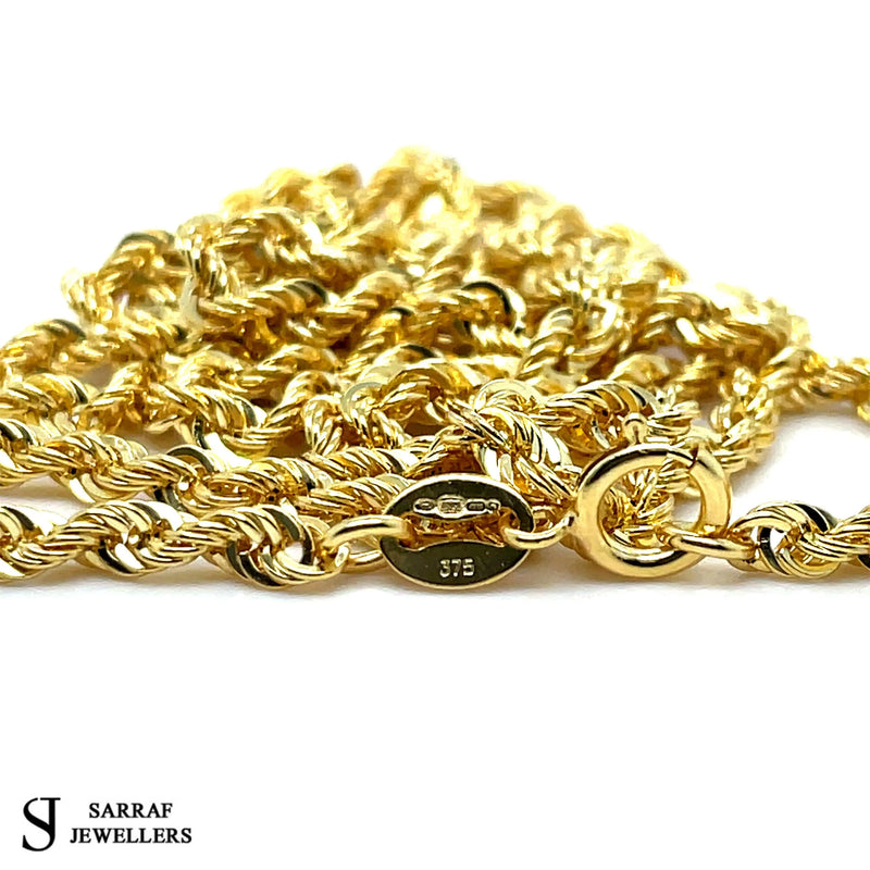 9ct Yellow Gold Rope Chain Necklace | Shop Online Sarraf Jewellers - Sarraf Jewellers