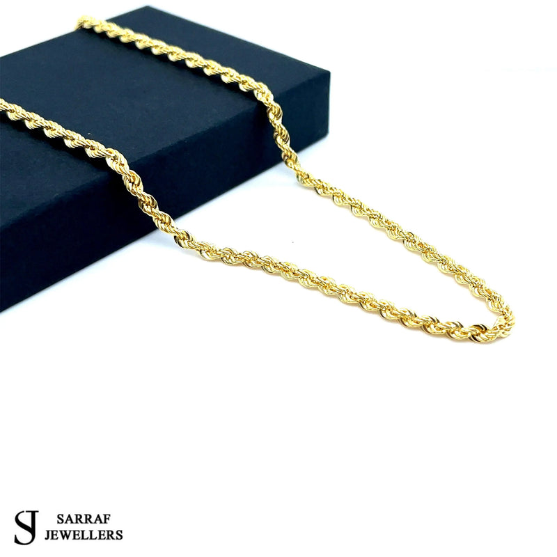 9ct Yellow Gold Rope Chain Necklace | Shop Online Sarraf Jewellers - Sarraf Jewellers