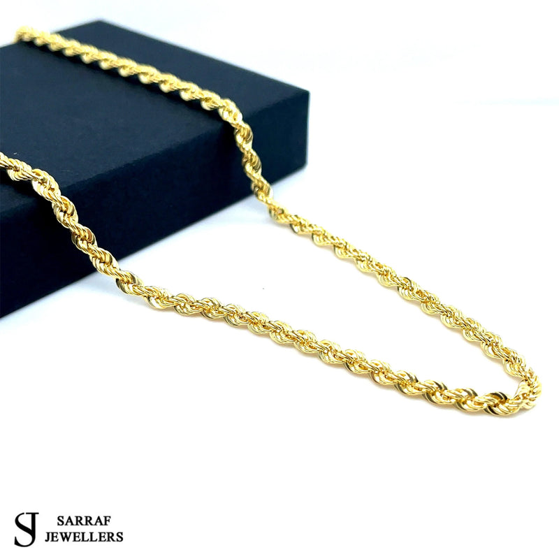 9ct Yellow Gold Rope Chain Necklace | Shop Online Sarraf Jewellers - Sarraf Jewellers