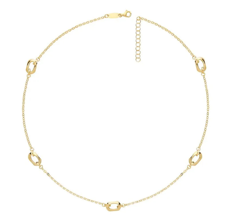 9ct Yellow Gold Spaced Out HEXAGON Necklet & Bracelet Set 17"+1 & 7.5" Brand New - Sarraf Jewellers