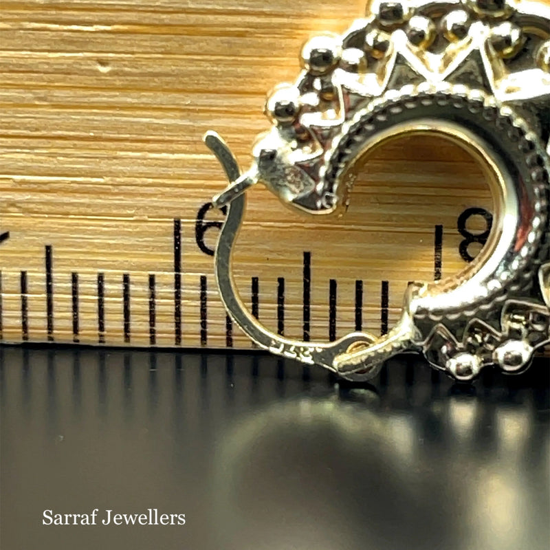 9ct Yellow Gold Victorian Creole, Gold Hoop Spiked Creole Earrings 15mm - Sarraf Jewellers