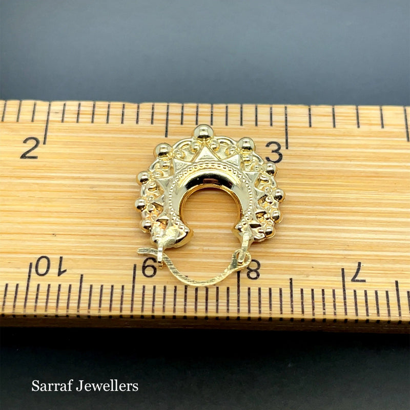 9ct Yellow Gold Victorian Creole, Gold Hoop Spiked Creole Earrings 15mm - Sarraf Jewellers