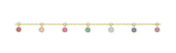 Gold CZ Rainbow Charm Bracelet 9k Yellow Gold Ladies' 7.25 inch Rainbow charm Bracelet , Ladies Gold Bracelet, Gifts for her