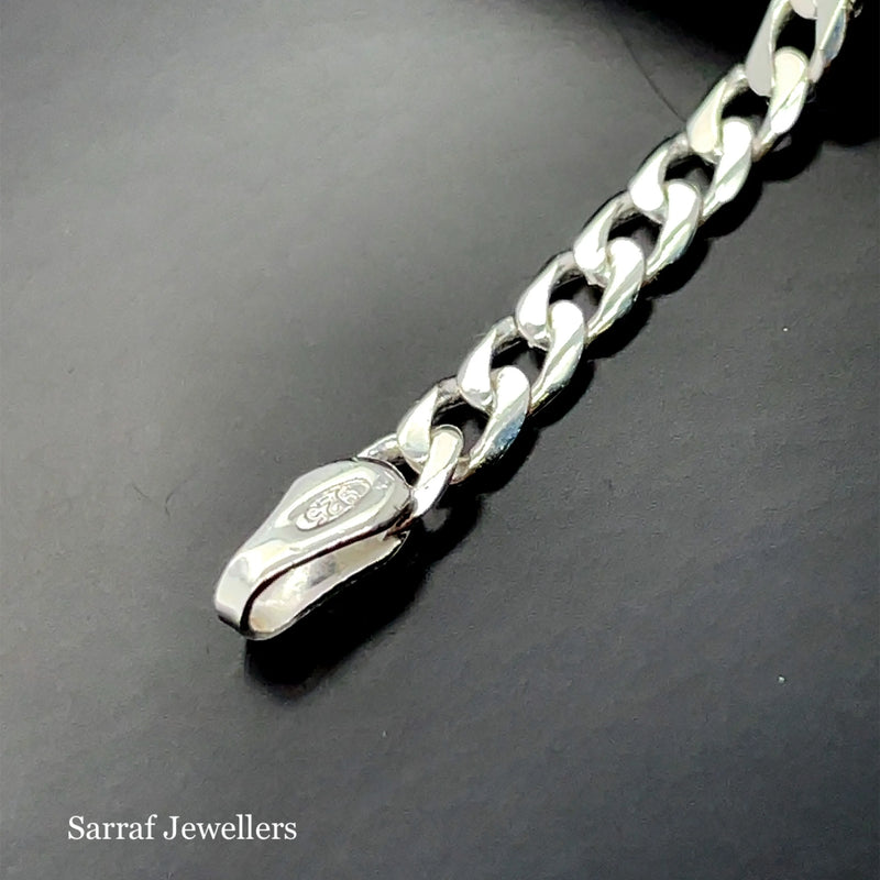 Silver Baby Curb Link ID Bracelet Plain Design Free Engraving | Shop Online Sarraf Jewellers UK