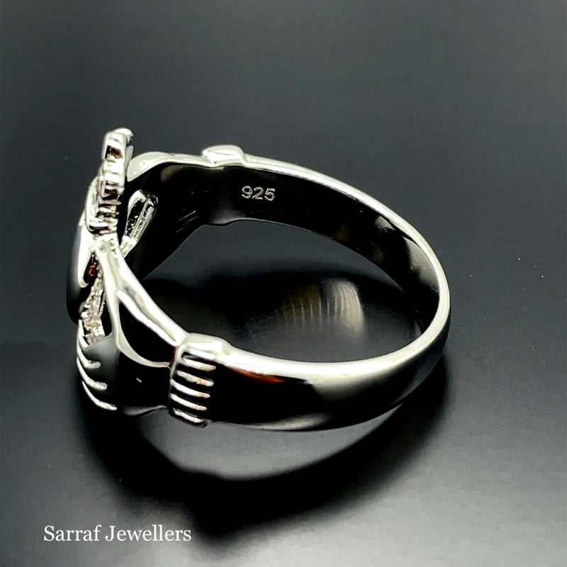 Men's Claddagh Ring 925 Sterling Silver Plain Design UK Hallmarked | Shop Online Sarraf Jewellers UK