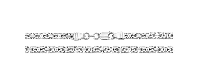 Silver Byzantine King Chain Bali Square Design Necklace UK Hallmarked | Shop Online Sarraf Jewellers UK - Sarraf Jewellers