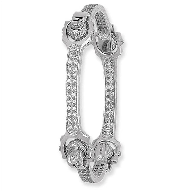 Silver Ladies Spanner Bangle CZ Simulated Diamond Design | Shop Online Sarraf Jewellers UK - Sarraf Jewellers