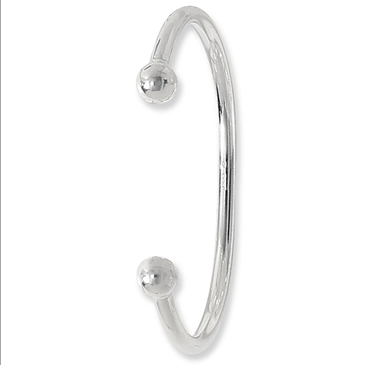 Silver Ladies Plain Oval Design Torc Bangle | Shop Online Sarraf Jewellers UK - Sarraf Jewellers