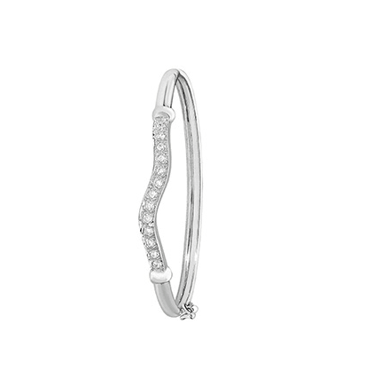 Silver Baby Oval Hinged Bangle CZ Diamond Simulated | Shop Online Sarraf Jewellers UK - Sarraf Jewellers