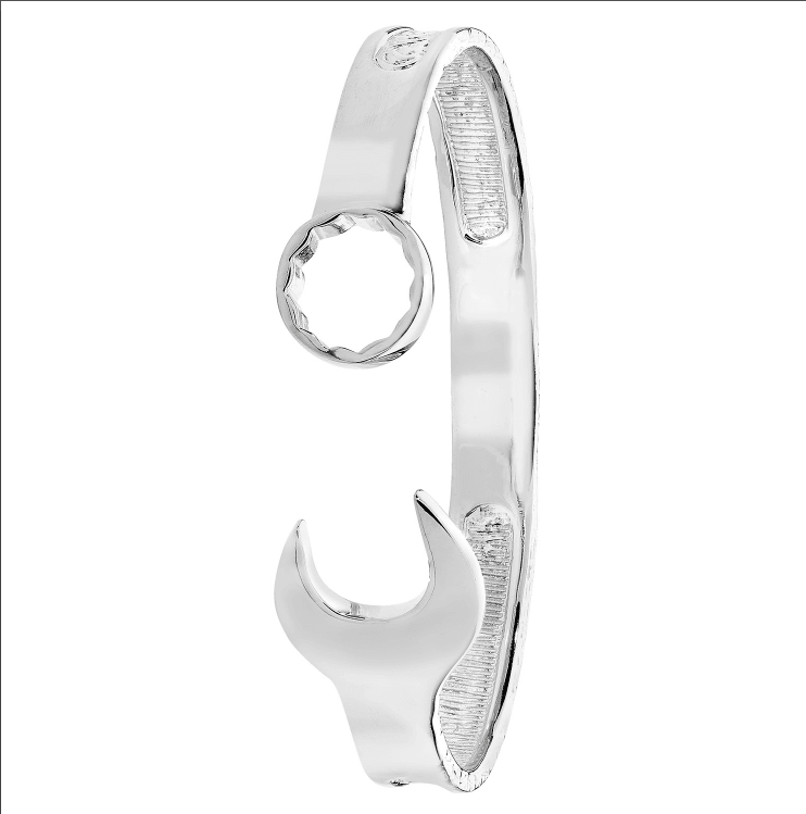 Silver Spanner Tool Bangle Patterned Design | Shop Online Sarraf Jewellers UK - Sarraf Jewellers