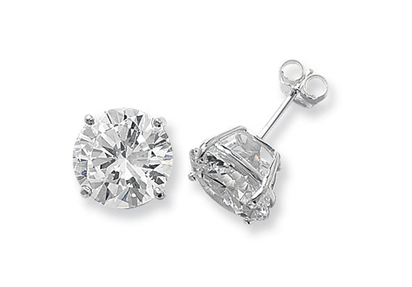 Silver ROUND SIMULATED DIAMOND CZ STUDS EARRINGS 925 Sterling Silver Plain Design UK Hallmarked | Shop Online Sarraf Jewellers UK - Sarraf Jewellers