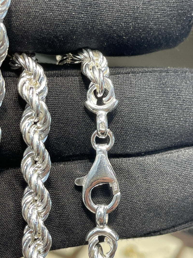 Silver Rope Link Necklace Plain Design Chain UK Hallmarked | Shop Online Sarraf Jewellers UK