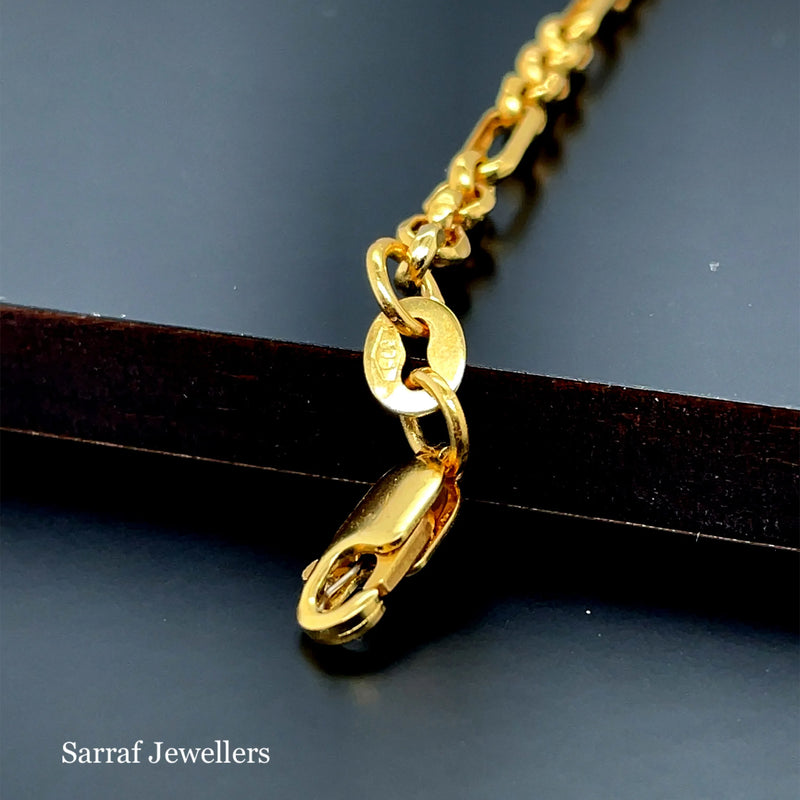 Figaro Belcher Chain 9ct Yellow Gold | Shop Online Sarraf Jewellers UK