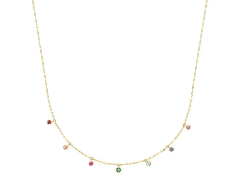 9ct Yellow Gold RAINBOW CZ DROP Necklet & Bracelet Set 16"+ 2" & 7.25" Brand New