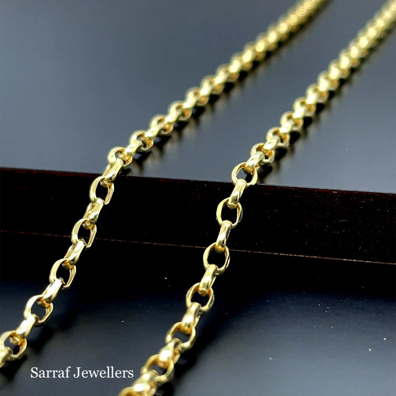 9ct Gold Belcher Chain Diamond Cut Hollow Necklace | Sarraf Jewellers UK