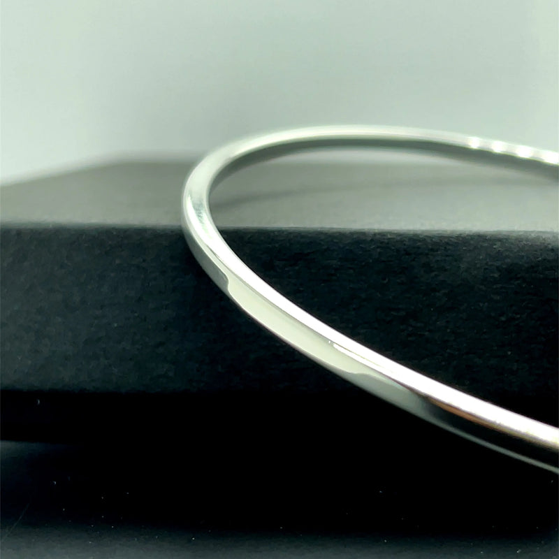 Silver Ladies Bangle Plain Flat Design | Shop Online Sarraf Jewellers UK