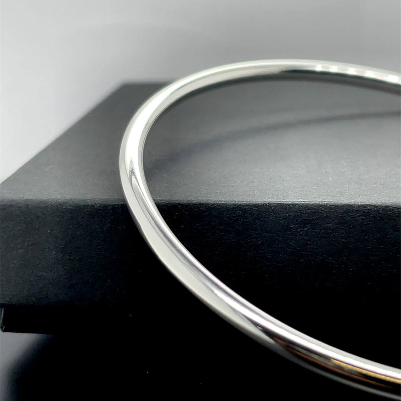 Silver Ladies Round Bangle Plain Design | Shop Online Sarraf Jewellers UK