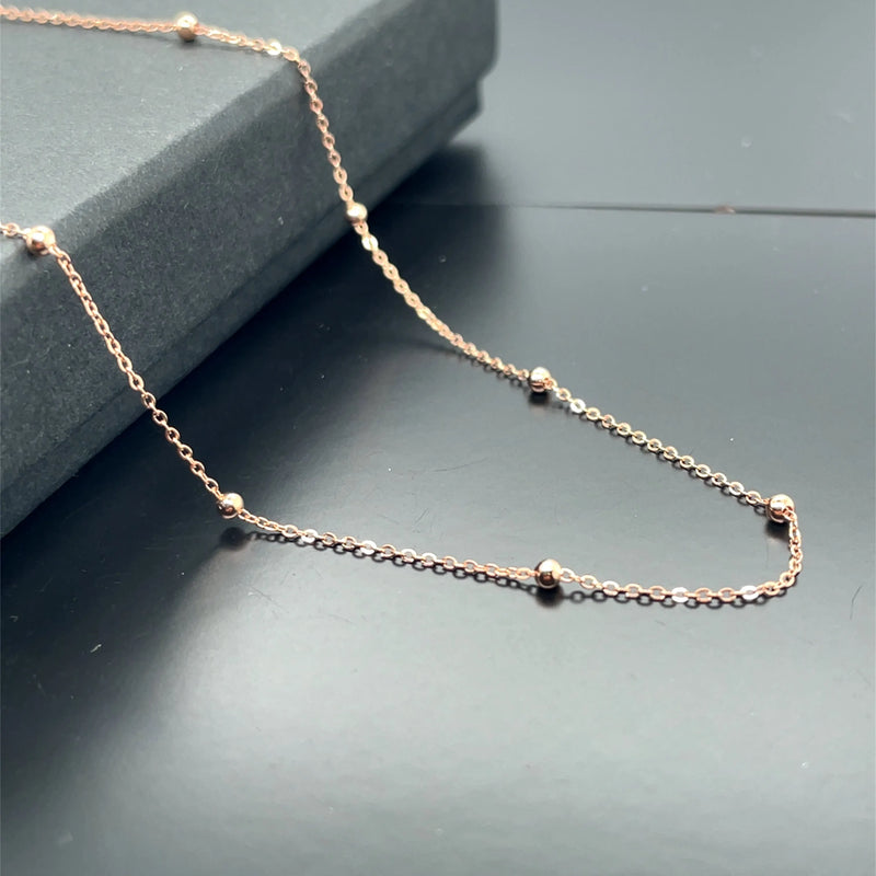 9ct Gold Beaded Flat Trace Chain | Shop Online Sarraf Jewellers UK