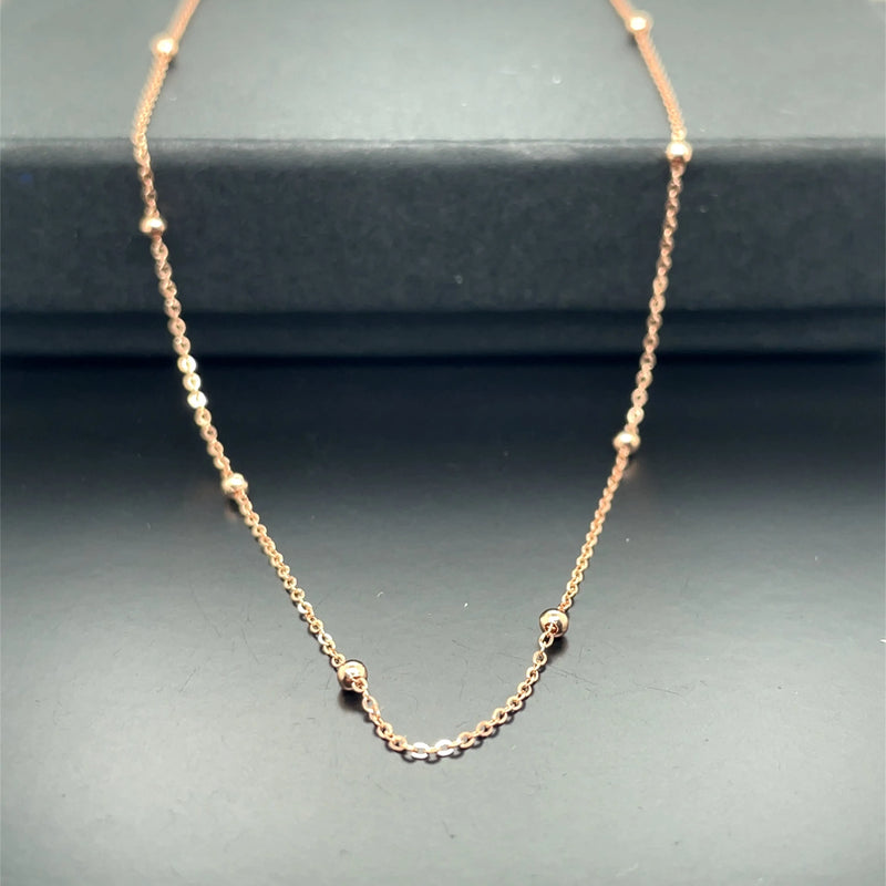 9ct Gold Beaded Flat Trace Chain | Shop Online Sarraf Jewellers UK