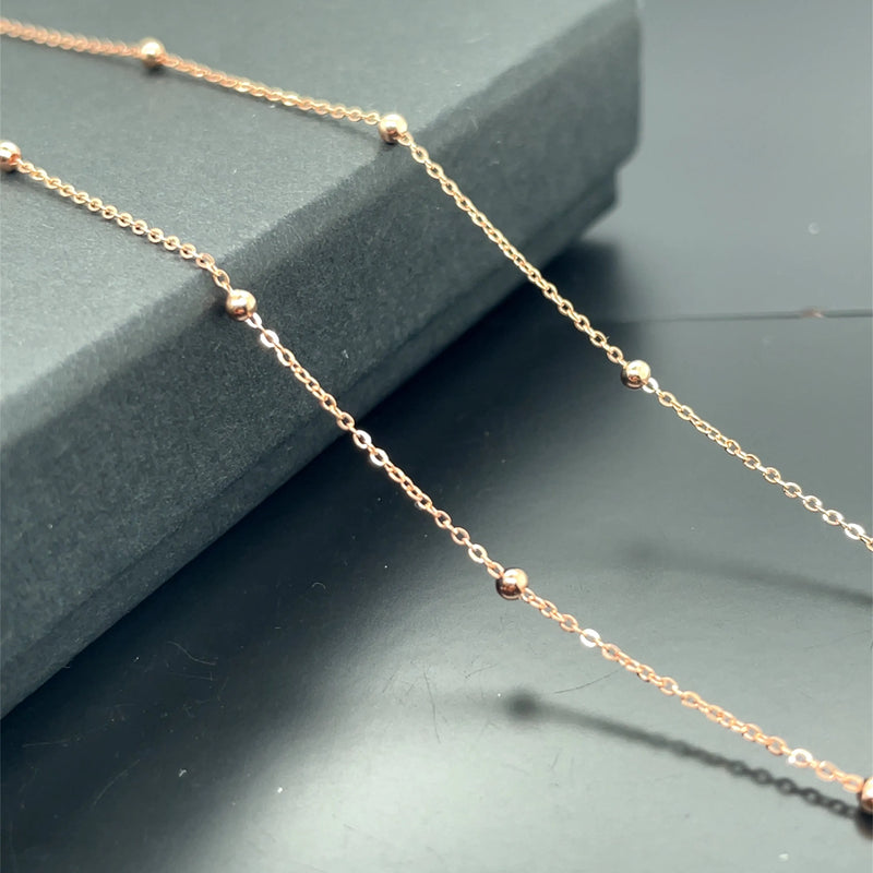 9ct Gold Beaded Flat Trace Chain | Shop Online Sarraf Jewellers UK