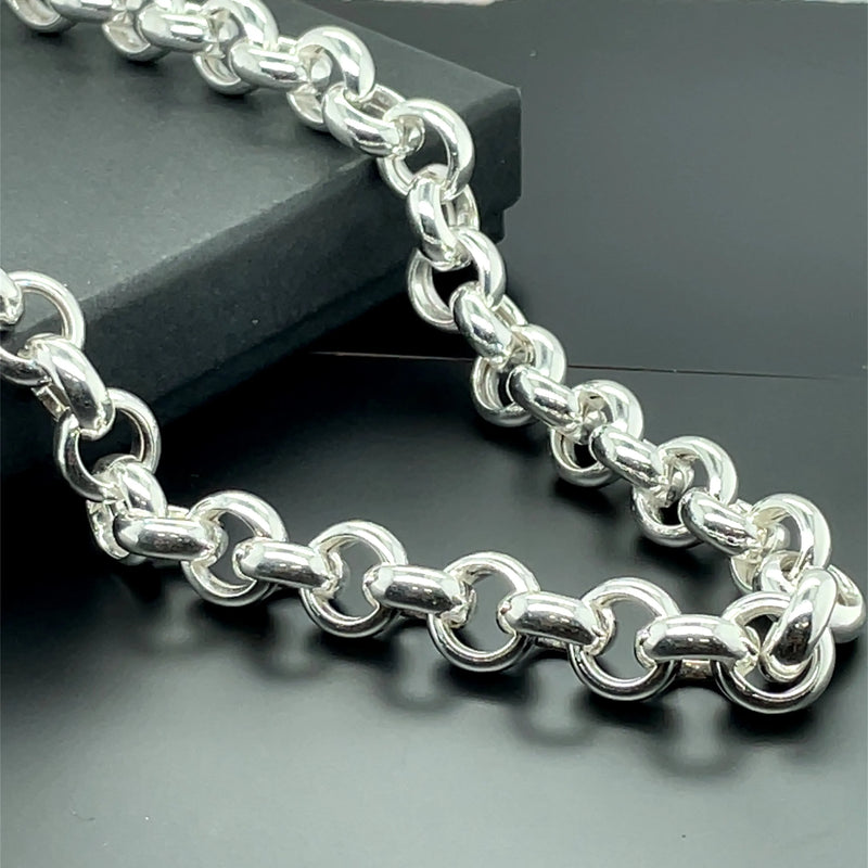 Silver Belcher Chain Plain Thick Design UK Hallmarked | Shop Online Sarraf Jewellers UK