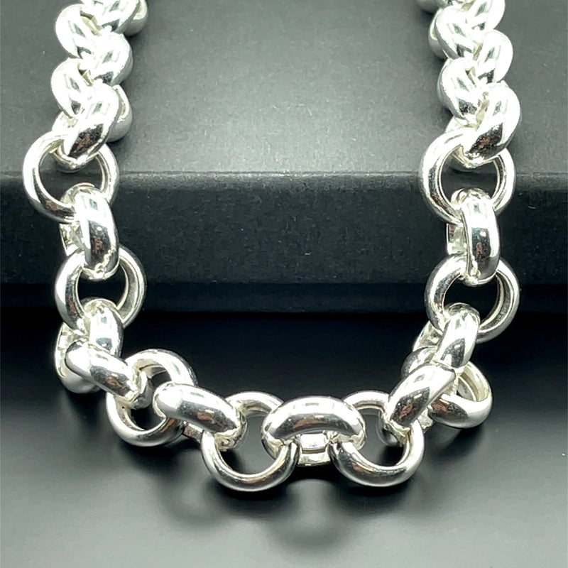 Silver Belcher Chain Plain Thick Design UK Hallmarked | Shop Online Sarraf Jewellers UK