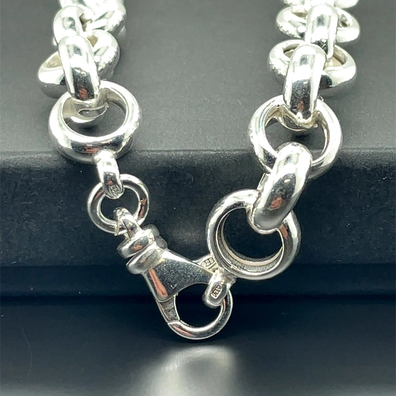 Silver Belcher Chain Plain Thick Design UK Hallmarked | Shop Online Sarraf Jewellers UK