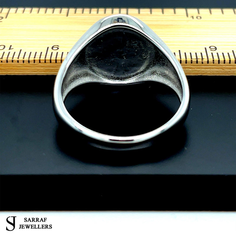 Black Onyx Oval Stone SIGNET Silver RING 925 Sterling Silver Men's All Size NEW* - Sarraf Jewellers