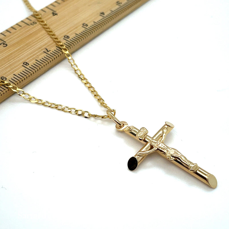 Crucifix Gold Cross, 9k Gold Pendant Cross For Men, Cross For Women, Cross Pendant, Genuine Cross Pendant - Sarraf Jewellers